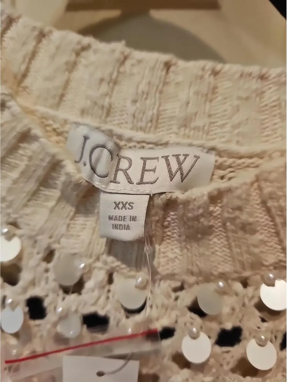J. Crew Sequin Pointelle Short Sleeve Sweater Sequin And Pearls Cropped XXS